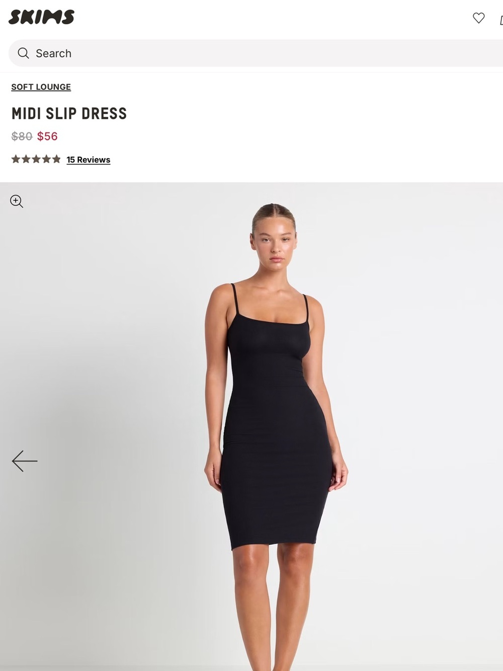 SKIMS SOFT LOUNGE MIDI SLIP DRESS COLOR ONYX SIZE LARGE NWT